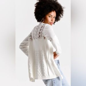 Molly Bracken White Cardigan with Lace Back